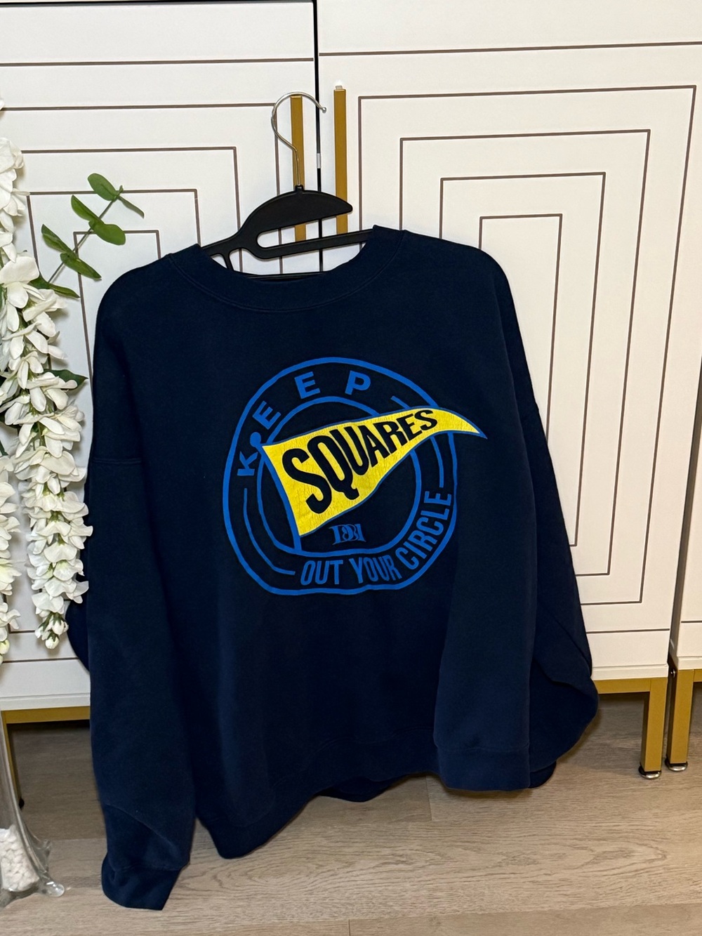 Squares Graphic Crewneck Sweatshirt - Navy Blue